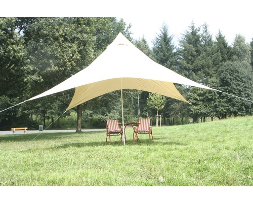 Voile d'ombrage carré, 4,0 x 4,0 m, en PES hydrofuge et coupe-vent, avec mât central, sable Voile d'ombrage carré, 4,0 x 4,0 m, en PES hydrofuge et coupe-vent, avec mât central, sable