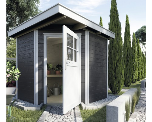 Chalet de jardin d'angle weka 229 avec plancher 209x205 cm anthracite-blanc