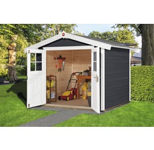 Gartenhaus weka Massivholz 285 x 235 cm anthrazit-weiss