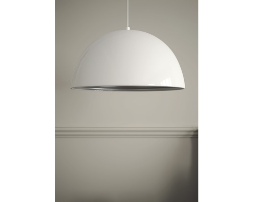 Lampe suspendue blanche en forme de demi-sphère