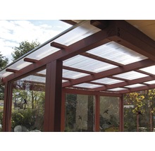 Pergola avec toit transparent et cadre en bois