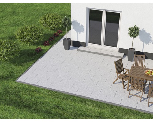 Dalle de terrasse FLAIRSTONE en granite Iceland white gris 60x40x3 cm