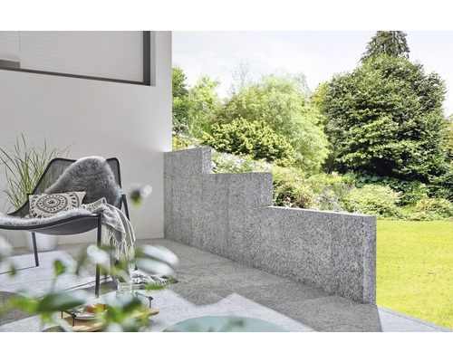 Palissade rectangulaire FLAIRSTONE Granit gris 25 x 10 x 100 cm