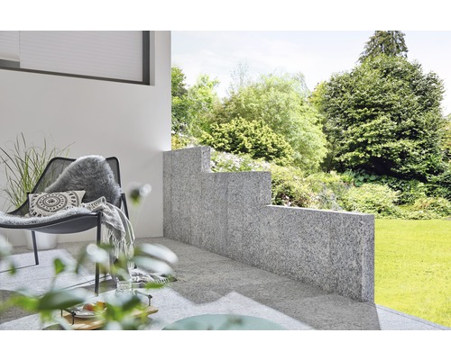 Palissade rectangulaire FLAIRSTONE Granit gris 25x10x50 cm