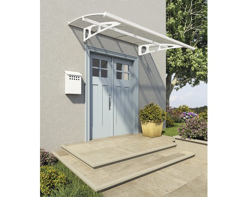 Zone d''entrée avec porte d''entrée, boîte aux lettres et auvent