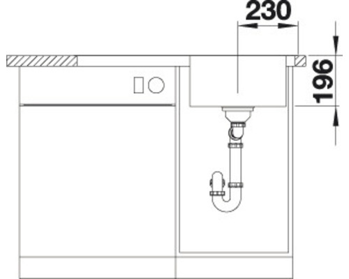 Schéma technique d''un évier de cuisine avec dimensions