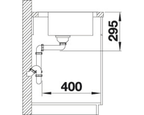Dessin technique d''un évier avec des dimensions de 400 et 295 mm