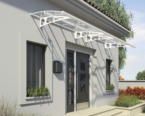 Vordach aus Polycarbonat über einer Haustür