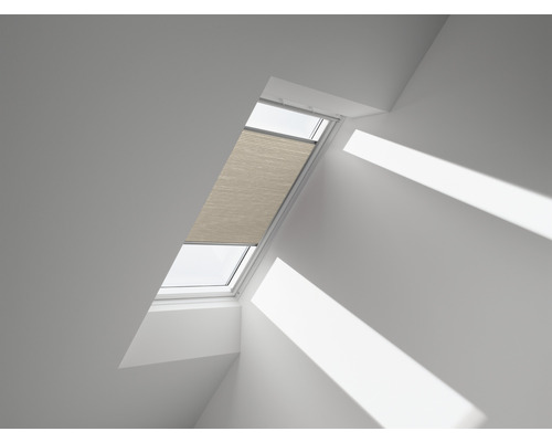 VELUX Wabenplissee Faltstore DuoLine beige manuell FHC C02 1155S Dachfenster mit teilweise geschlossenem Plissee