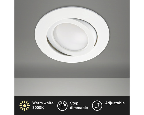 Éclairage à LED à encastrer blanc variable avec ampoule 400 lm 3000 K blanc chaud Ø 68 mm rond plastique IP23