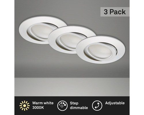 Set d'éclairages encastrés LED IP23 à intensité lumineuse variable 3x5 W 3x400 lm 3000 K alu Ø 8,2/6,8 cm 230 V Set d'éclairages encastrés LED IP23 à intensité lumineuse variable 3x5 W 3x400 lm 3000 K alu Ø 8,2/6,8 cm 230 V