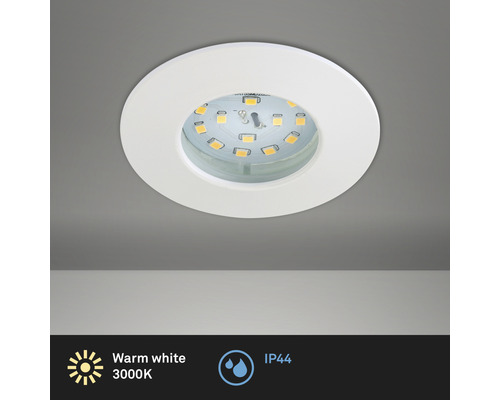 Éclairage encastré LED IP44 1x5 W 400 lm 3000 K blanc Ø 7,5/6 cm 230 V Spot encastrable au plafond avec lumière blanc chaud et indice de protection IP44