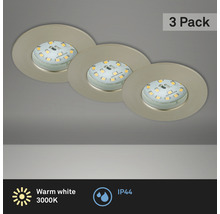 LED Einbauleuchte Kunststoff 3 x 5 W nickel matt Ø 60 mm