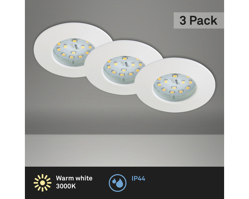 Set d'éclairages encastrés LED IP44 1x5 W 3x400 lm 3000 K blanc Ø 7,5/6 cm 230 V Lot de trois spots encastrables à LED