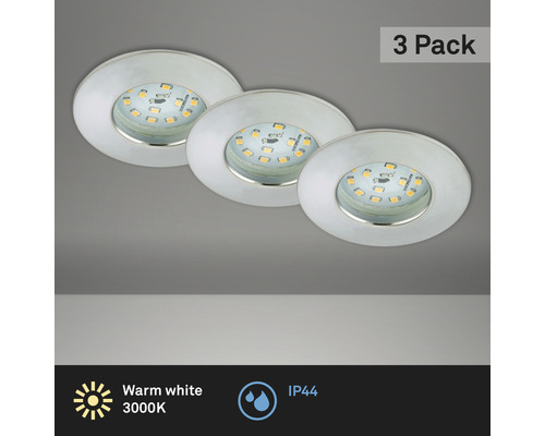 Set d'éclairages encastrés LED IP44 3 pces 3x5 W 3x400 lm 3000 K alu Ø 7,5/6 cm 230 V Set d'éclairages encastrés LED IP44 3 pces 3x5 W 3x400 lm 3000 K alu Ø 7,5/6 cm 230 V