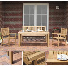 Ensemble de meubles de jardin en bois avec table, banc et deux chaises