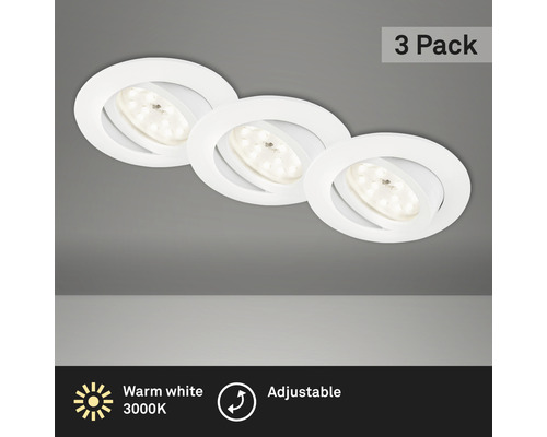 Ensemble de trois spots LED encastrables blancs et réglables
