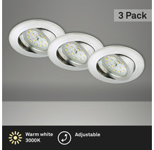 Dreierpackung verstellbarer LED Einbaustrahler mit warmweissem Licht