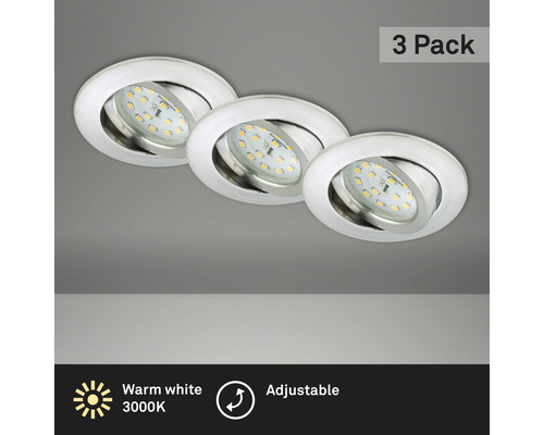 LED Einbauleuchte Kunststoff 3 x 5 W aluminium Ø 68 mm Dreierpackung verstellbarer LED Einbaustrahler mit warmweissem Licht