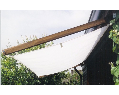 Voile polyester tissu résistant aux intempéries blanc 146x300 cm Voile d''ombrage sur la maison avec structure en bois