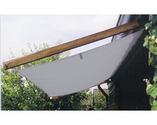 Polyester Segeltuch witterungsfester Stoff silbergrau 146x300 cm Sonnensegel mit Holzkonstruktion als Terrassenschutz