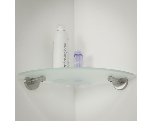 Eckregal aus Glas mit Halterung zur Badezimmeraufbewahrung