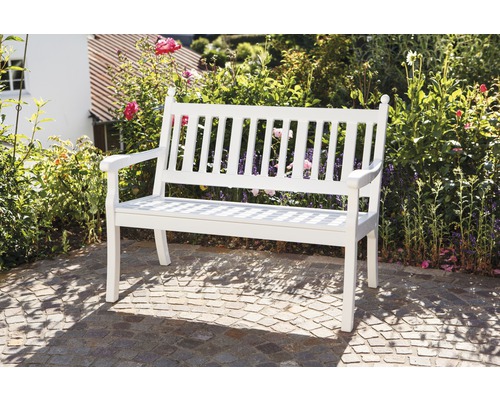 Banc de jardin blanc en bois à l''extérieur