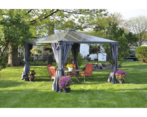 Pavillon Palram – Canopia Palermo Premium 3600 Garden Gazebo inkl. Vorhangset 360 x 360 cm anthrazit