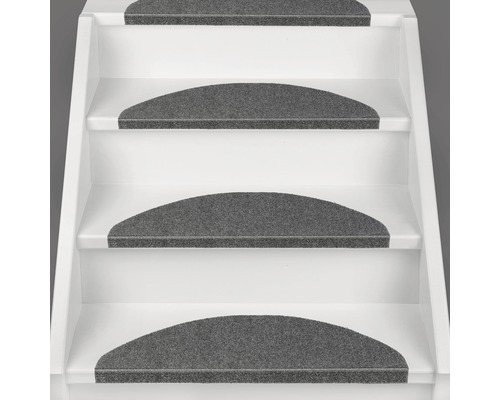 Tapis d'escalier Paris semi-circulaire gris 22,5x65x3,5 cm Escalier avec des tapis d''escalier gris