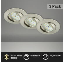 LED Einbauleuchte Kunststoff 3 x 5.5 W nickel matt Ø 68 mm, dimmbar-thumb-0