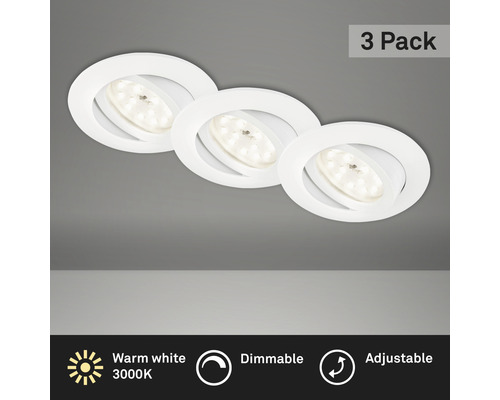 Set d'éclairages encastrés LED IP23 à intensité lumineuse variable 3 pces 3x5,5 W 3x470 lm 3000 K blanc Ø 8,2/6,8 cm 230 V Set d'éclairages encastrés LED IP23 à intensité lumineuse variable 3 pces 3x5,5 W 3x470 lm 3000 K blanc Ø 8,2/6,8 cm 230 V
