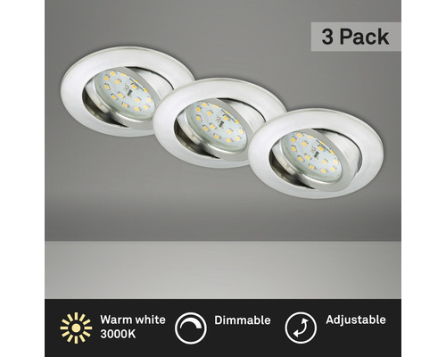 LED Einbauleuchte Kunststoff 3 x 5.5 W aluminium Ø 68 mm, dimmbar-0