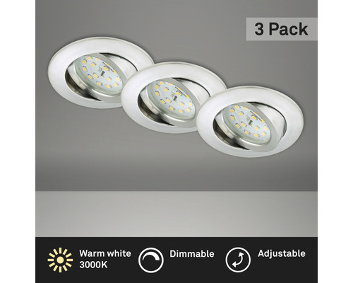 Set d'éclairages encastrés LED IP23 à intensité lumineuse variable 3 pces 3x5,5 W 3x470 lm 3000 K alu Ø 8,2/6,8 cm 230 V Set d'éclairages encastrés LED IP23 à intensité lumineuse variable 3 pces 3x5,5 W 3x470 lm 3000 K alu Ø 8,2/6,8 cm 230 V