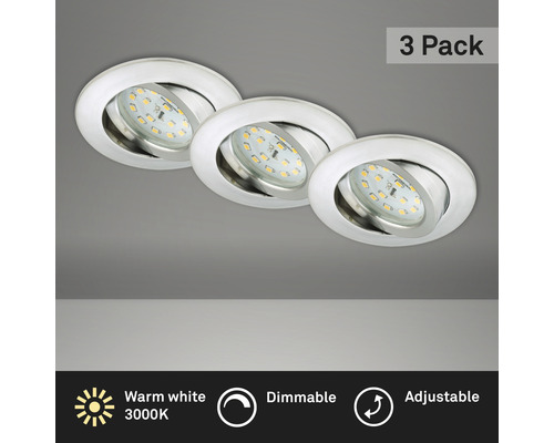 Set d'éclairages encastrés LED IP23 à intensité lumineuse variable 3 pces 3x5,5 W 3x470 lm 3000 K alu Ø 8,2/6,8 cm 230 V