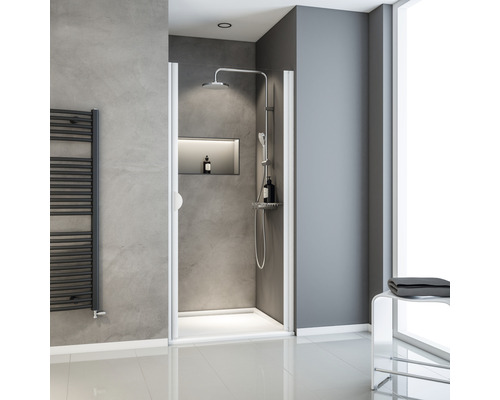 Porte de douche dans une niche Schulte ExpressPlus Sunny 90 cm verre transparent, couleur du profilé aluminium