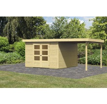 Abri de jardin en bois avec double porte et abri