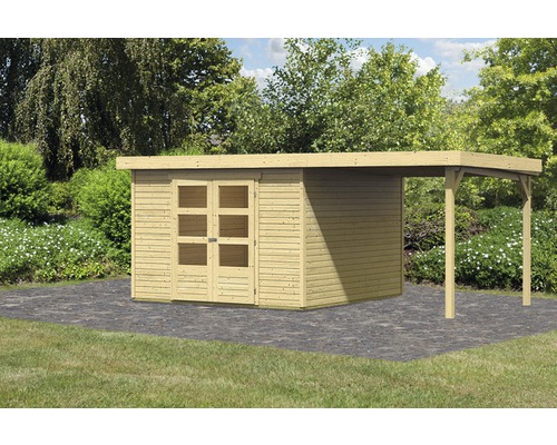 Gartenhaus Karibu Kodiak 5 mit Schleppdach 2,25 m 526x246 cm natur