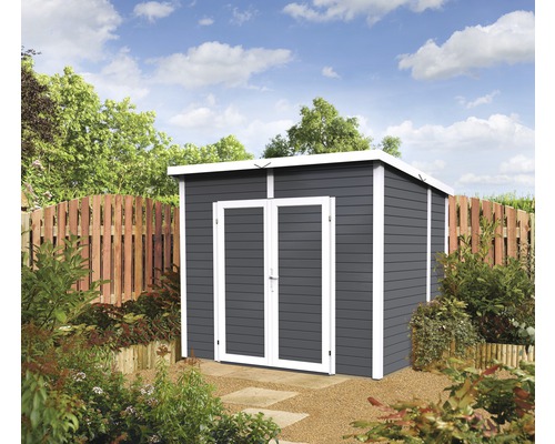 Abri de jardin en bois avec double porte dans le jardin