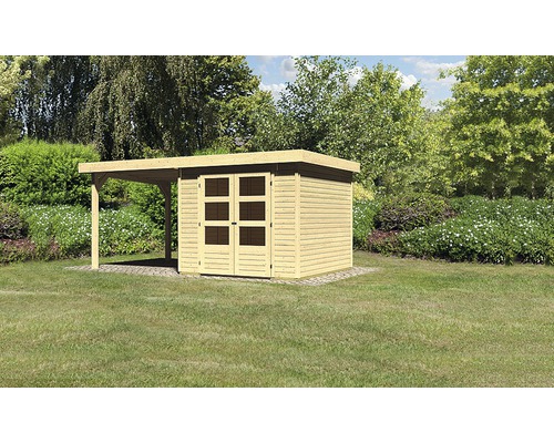 Gartenhaus Karibu Kodiak 3,5 mit Schleppdach 2,25 m 466x246 cm natur