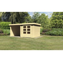 Gartenhaus aus Holz mit Anbau im Garten