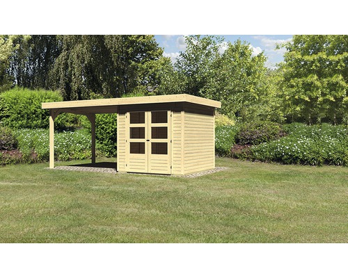 Abri de jardin Karibu Kodiak 2 avec toit en appentis de 2,75 m 521 x 238 cm naturel