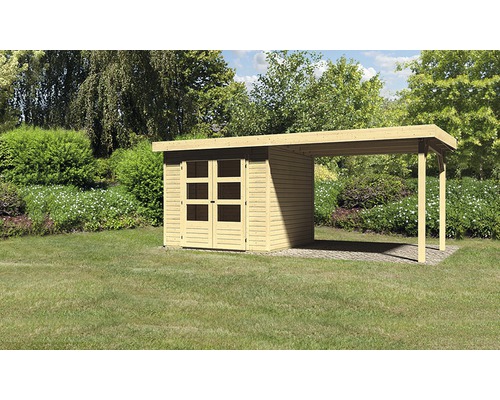 Gartenhaus Karibu Kodiak 3 mit Schleppdach 2,75 m 501x217 cm natur