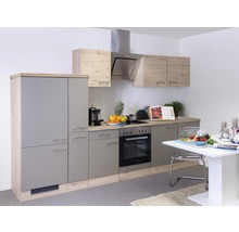 Cuisine complète avec appareils Flex Well Riva 300 cm couleur de façade quarzit cubanit chêne clair san remo - couleur du corps chêne clair san remo 00010441