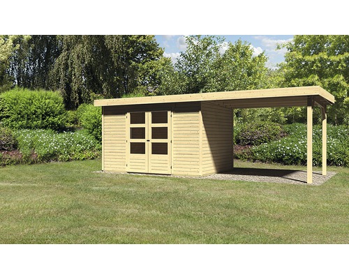 Gartenhaus Karibu Kodiak 4 mit Schleppdach 2,75 m 561x217 cm natur