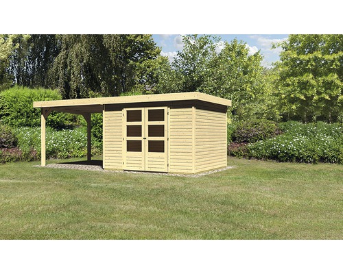 Abri de jardin Karibu Kodiak 5 avec toit en appentis de 2,75 m 561x246 naturel