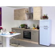 Cuisine complète avec appareils Flex Well Riva 220 cm couleur de façade quarzit cubanit chêne clair san remo - couleur du corps chêne clair san remo 00010774