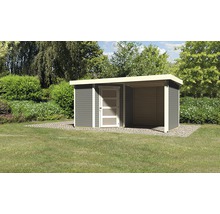 Gartenhaus Karibu Anvik 3 mit Schleppdach, Rück- und Seitenwand 467 x 238 cm terragrau