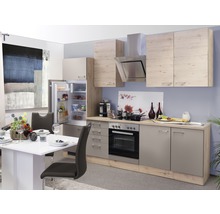 Cuisine complète avec appareils Flex Well Riva 270 cm couleur de façade quarzit cubanit chêne clair san remo - couleur du corps chêne clair san remo 00010783