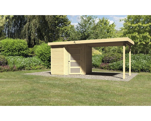 Abri de jardin Karibu Anvik 3 avec toit en appentis 472x217 cm naturel