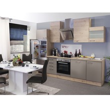 Cuisine complète avec appareils Flex Well Riva 280 cm couleur de façade quarzit cubanit chêne clair san remo - couleur du corps chêne clair san remo 00010785